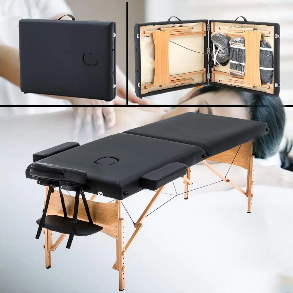 Portable Massage Table 24 Wide Lash Bed with Adjustable Height and Folding Design for Spa Use, Includes Non-Woven Carry Bag