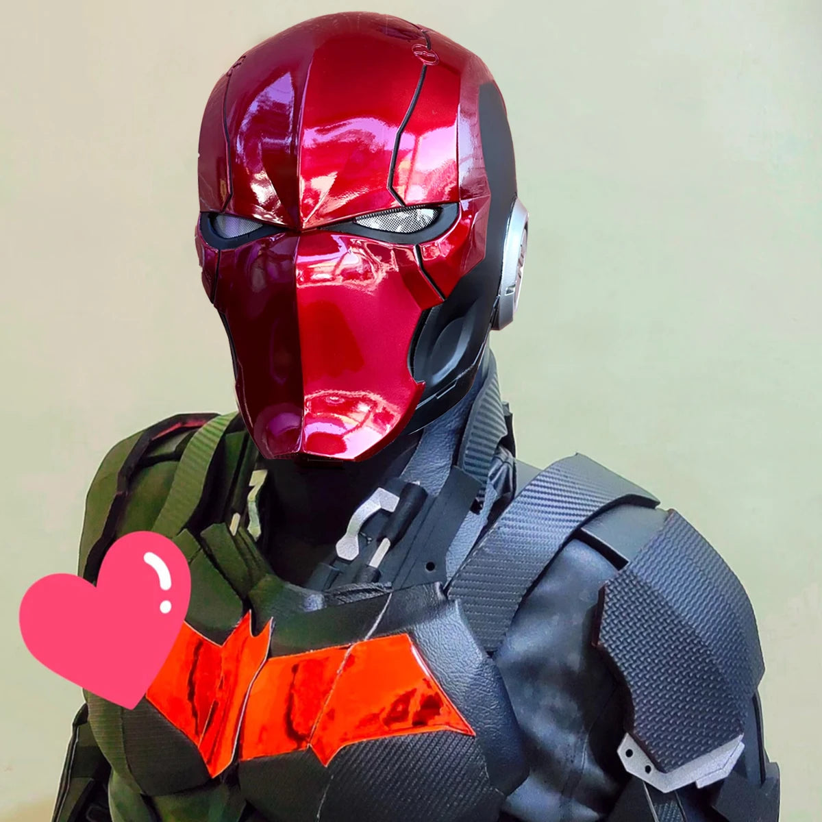 Arkham Knight Mask with Light Eyes Red Hood Gothan Helmet Halloween Cosplay Masque Fiberglass Flipping Mold Non 3D Printing Gift
