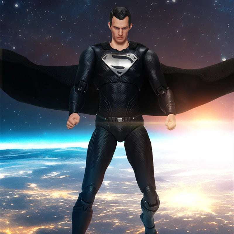 FondJoy Original DC Series Justice League Laser Eye Black Superman Action Figure Assembly Model Toys Collectible Gifts for Boys