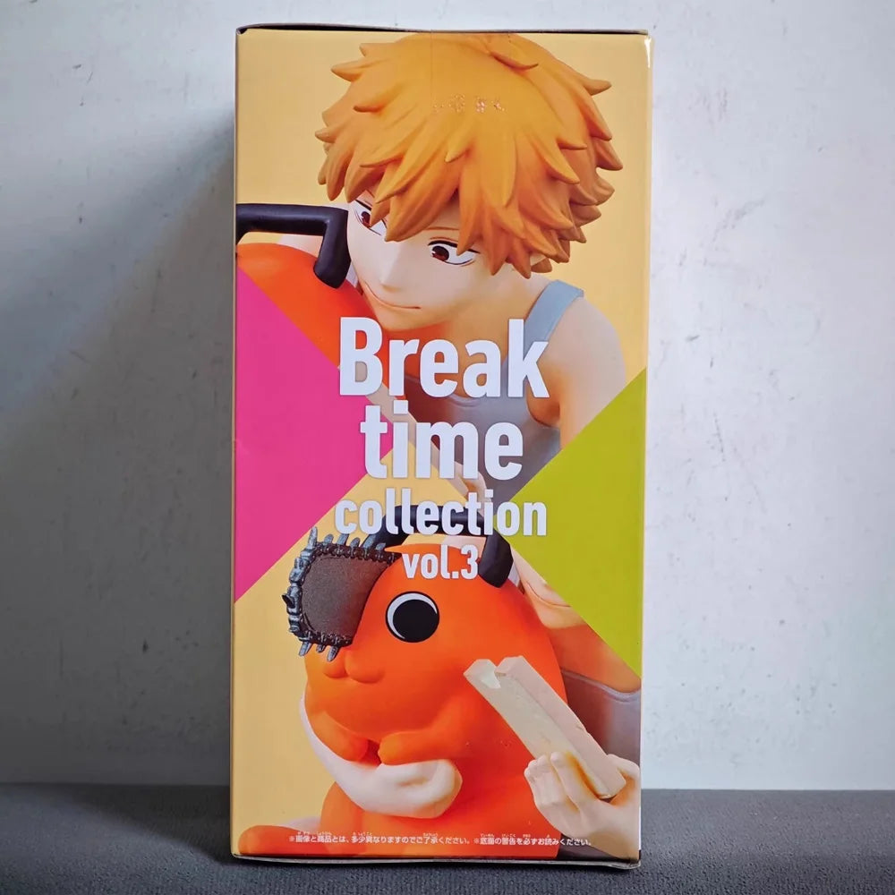 In Stock Bandai Original Genuine Banpresto Anime Chainsaw Man Denji Pochita Break Time Collection Vol.3 Model Toys 7cm Figure