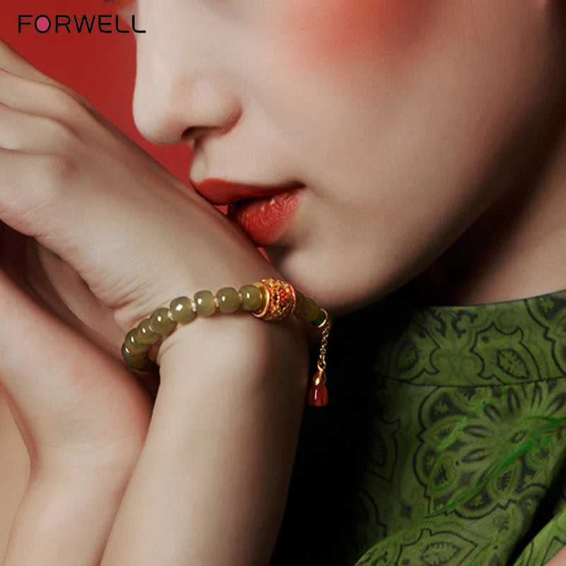 FORWELL Natural Hetian Jade Clear Colour String Exquisite Elegant Simple High-grade Bracelet Young Girls Fashion Fine Jewelry
