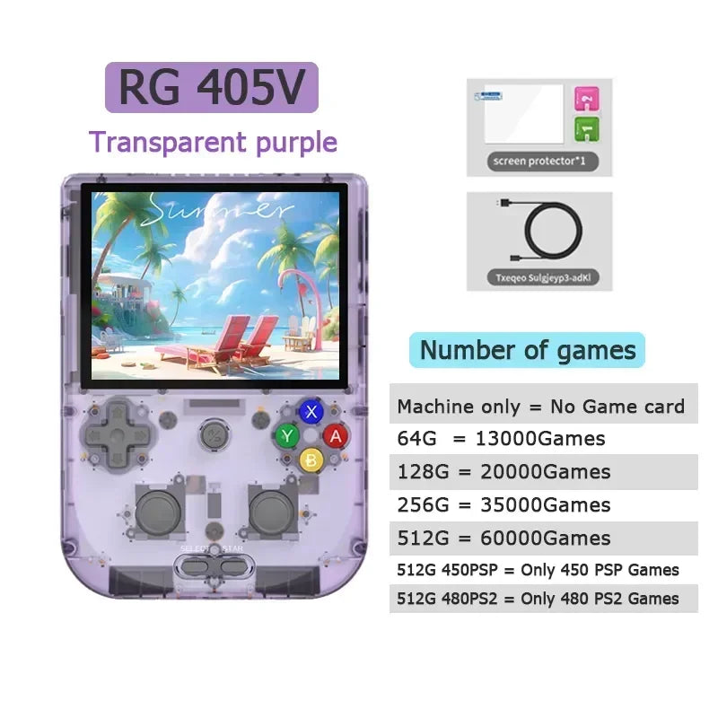 ANBERNIC RG405V Official Store Retro Portable Handheld Video Game Console 4 INCH IPS Touch Screen Android 12 PS2 512G PSP 3DS