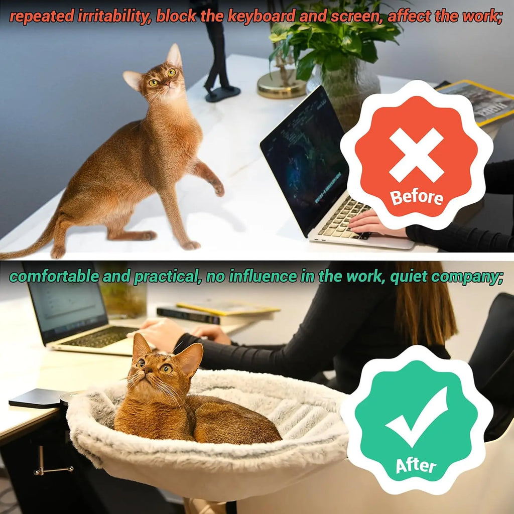 Cat Desk Bed, A layer Desk Cats Perch,Cat Cave Bed Large,Steel Frame,15 inch,Load 50 LBS,Comfortable Pet Bed,Ultra-Soft Fabric