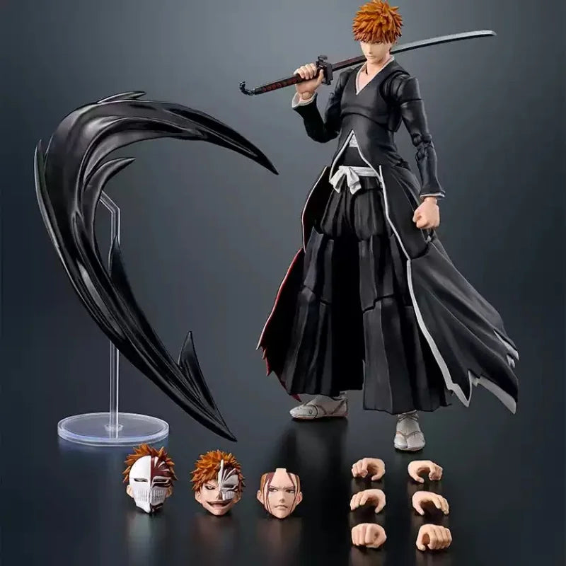 Original Bandai Shf Bleach Ichigo Kurosaki Hollowfication Getsuga Tenshou Action Figure Collectible Ornament Toy Gift In Stock