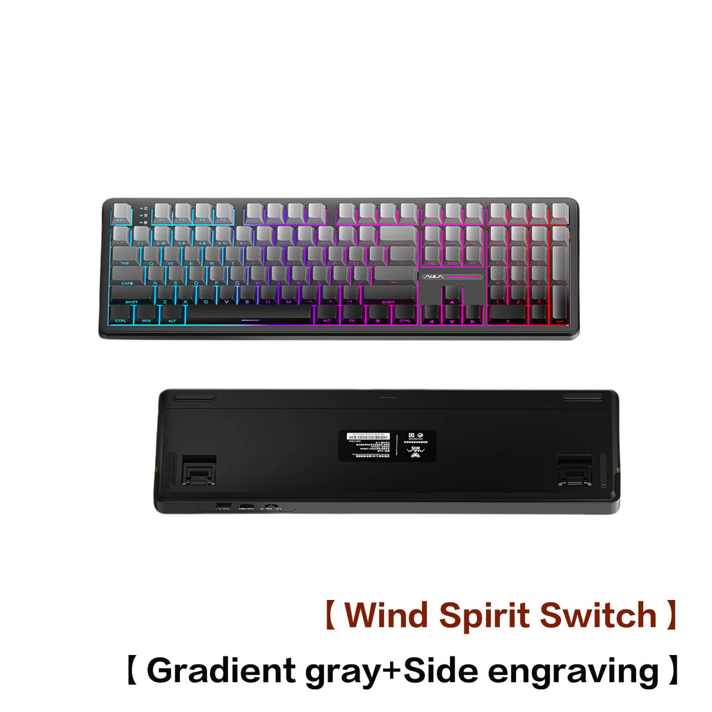 AULA F108 Wired Bluetooth 2.4Gwireless three - mode connection mechanical keyboard gasket structure RGB lighting effect