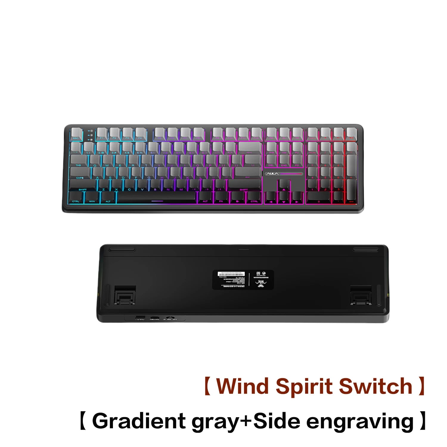 AULA F108 Wired Bluetooth 2.4Gwireless three - mode connection mechanical keyboard gasket structure RGB lighting effect