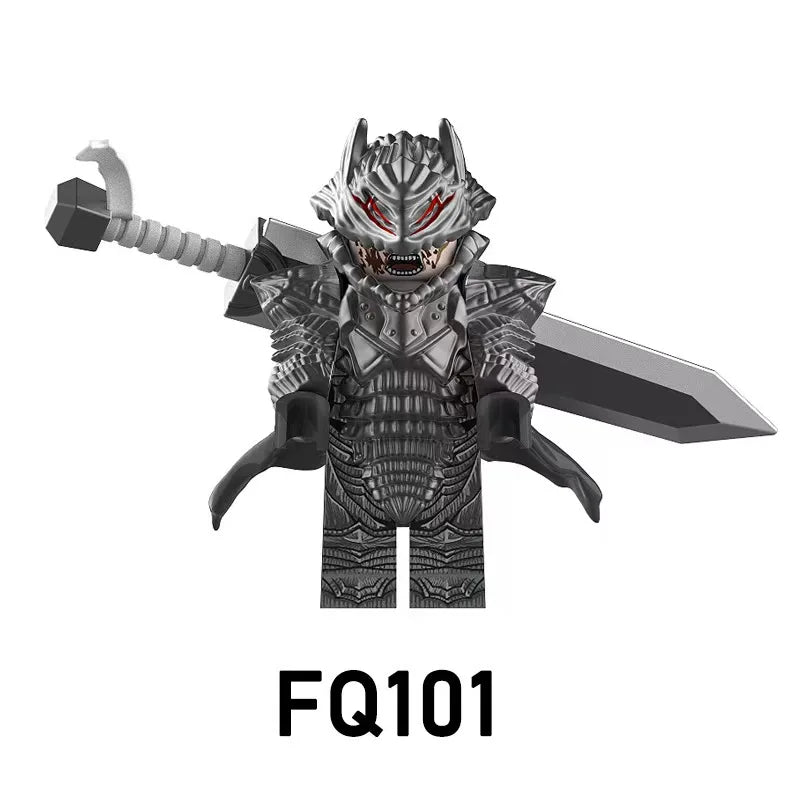FQ101 FQ102 Anime Warrior Building Kit - Movable Action Figure Model with Weapons, 420 PCS Collectible Display Set for Teens