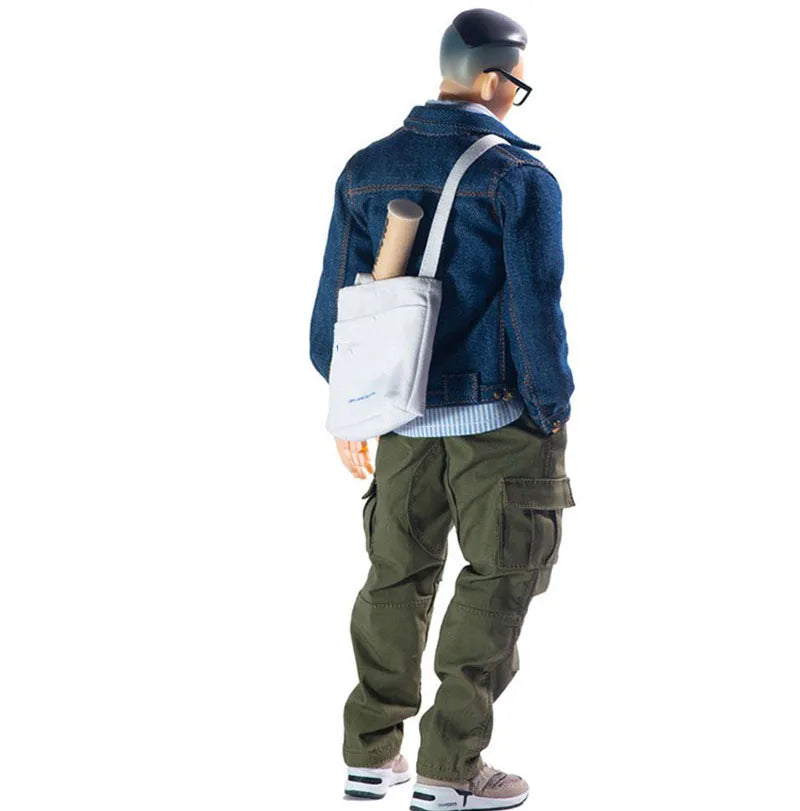 Limited Edition 1/6 Men Soldier Street Trend Blue Cowboy Boy Classic Long Sleeve Denim Coat Striped Shirt 12" Action Figure Toys