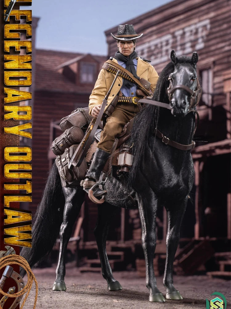 DSTOYS Original 1/12 Western Movie Handsome Cowboy Action Figure Mini Horse Model Ornament 6inch Man Windbreaker Soldier Gifts