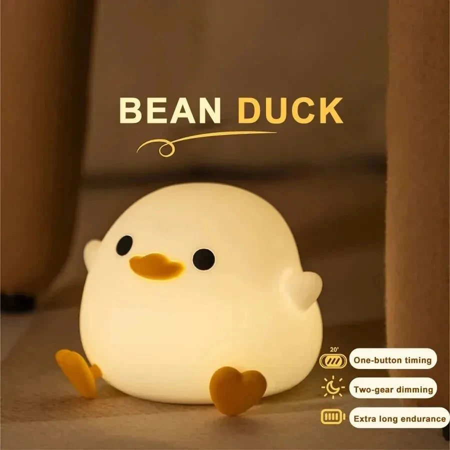 DoDo Duck Silicone LED Bedside Lamp Night Light Cute Duck Dimmable Nursery Nightlight Rechargeable Baby Bedrooms Decoration
