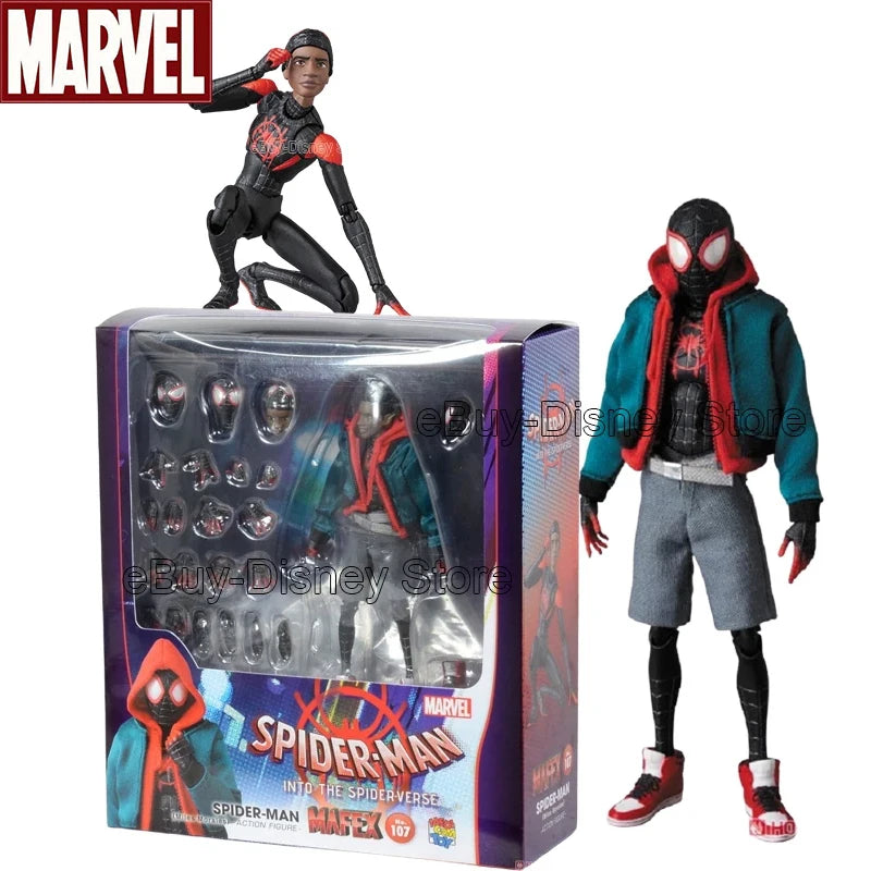 Ko Mafex 107 Spider Man Action Figure Toys 1/12 Spiderman Into The Spider-verse Miles Morales Model Statue Dolls Children Gifts