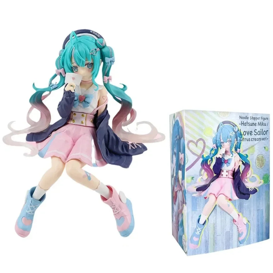 Hot Bandai Hatsuned Miku Anime Noodle Stopper Figure - Flower Fairy Winter Cherry PVC Model Collection Doll Toy Gifts In Stock