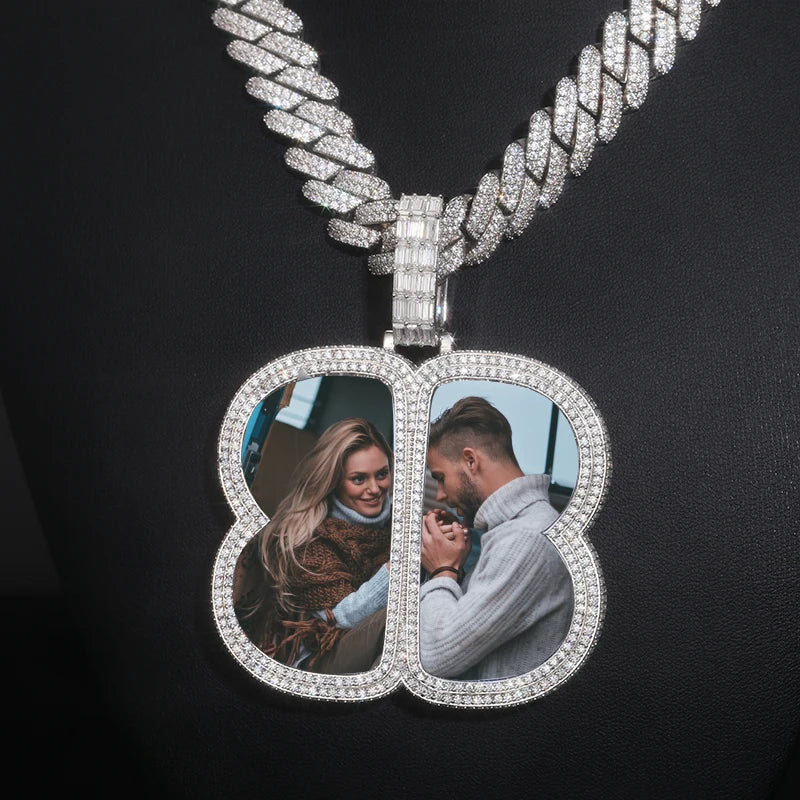 Custom Photo Pendant Necklace Men Hip Hop Jewelry Personalized Custom Moissanite Pendant Zircon Chains Gift