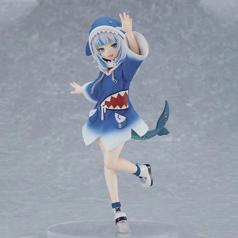 Gawr Gura Figure Hololive Anime Figure Shark Style Kawaii Cute Model 15cm PVC Statue Collection Desktop Blue Ornament GK Gifts