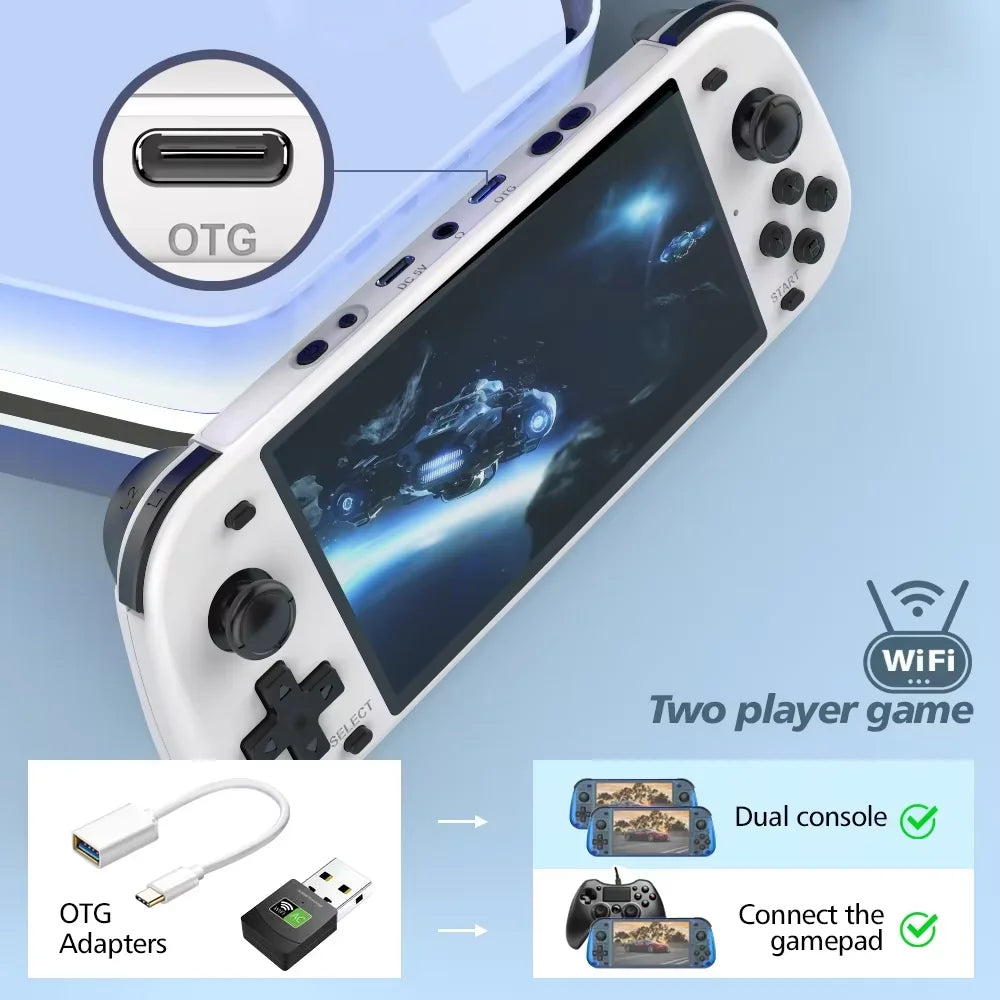 Neue R50S Retro-Handheld-Konsole 5,1-Zoll-IPS-Bildschirm 4200 mAh Tragbarer Videoplayer 128 GB 20000+ Spiele PSP PS1 Gameboy Geschenke