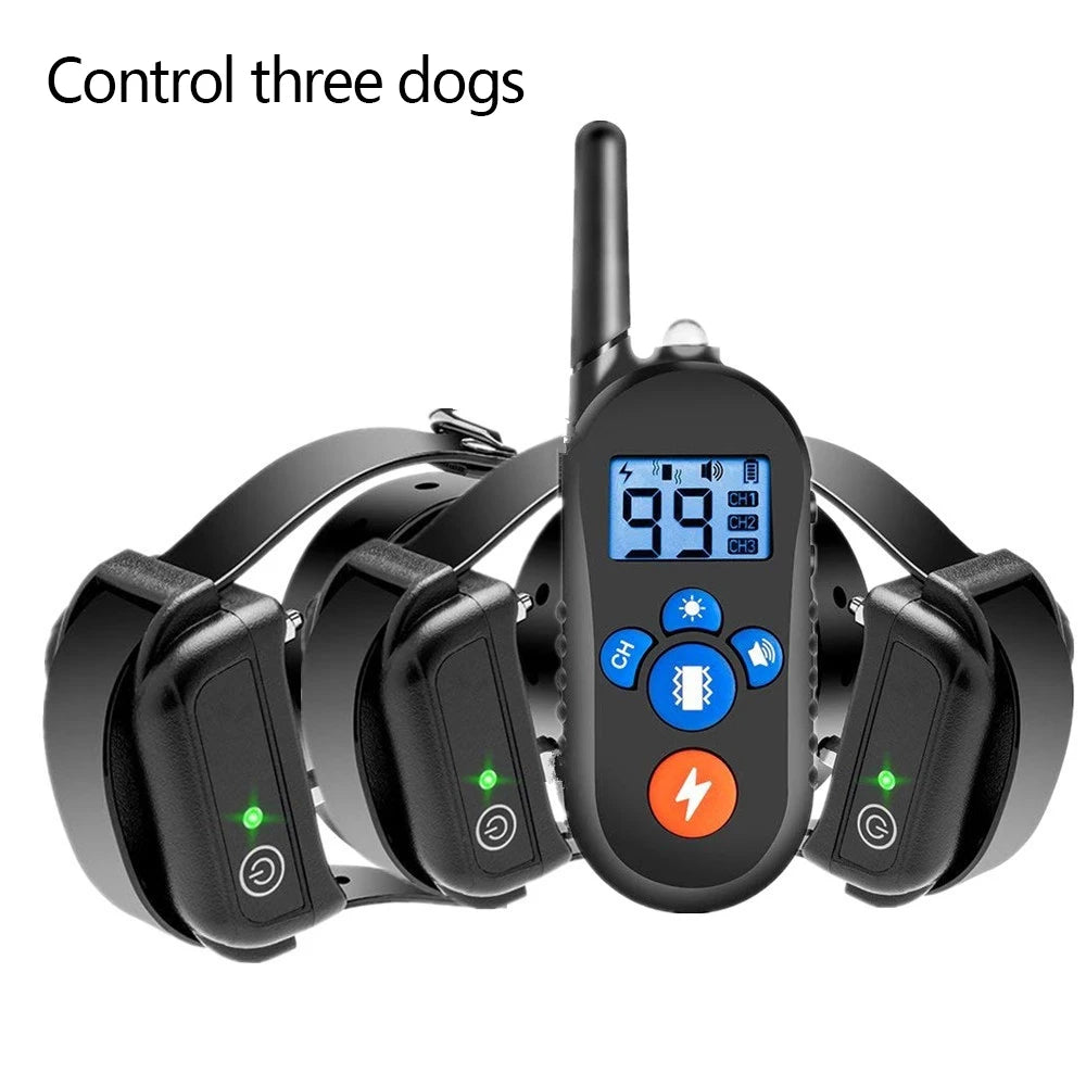 Elektrisches Hundetrainingshalsband (800 m Reichweite) mit Fernbedienung, wasserdicht, mit Antibellfunktion für alle Hundegrößen und Schockfunktion.