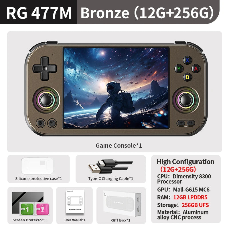 ANBERNIC RG 477M Retro-Handheld-Spielekonsole, 4,7 Zoll LTPS In-Cell-Touchscreen, Aluminiumlegierung, Android, 5300 mAh, KI-Assistent, RG477M