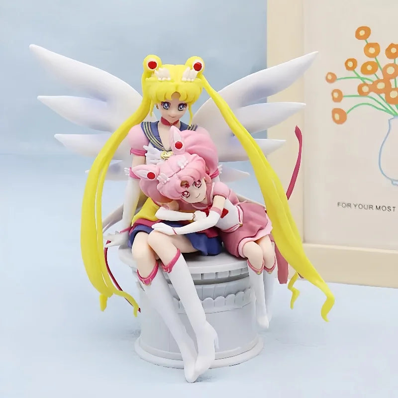 In Stock Sailor Moon Wings Mizuki Tsukino Usagi Tsukino Sitting Figure Doll Model Boxed Figurine Statue Doll Birthday Gifts