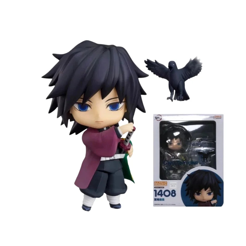 In Stock Demon Slayer Tomioka Giyu Q Version Anime Action Figure 3 Replaceable Faces Kawaii Collectible Model Toy Ornament