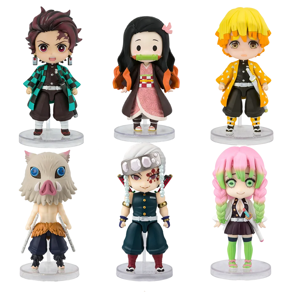 6 Style/Set Q Version Demon Slayer Standing Ghost Doll Tanjiro Nidouzi Inosuke Zenizu Figure Action Figure Movie Model Toys Doll