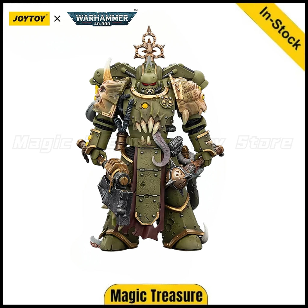 【In stock】JOYTOY Warhammer 40K Death Guard Plague Marine with Bubotic Axe and Plague Knife 1/18 Action Figure Model Toy