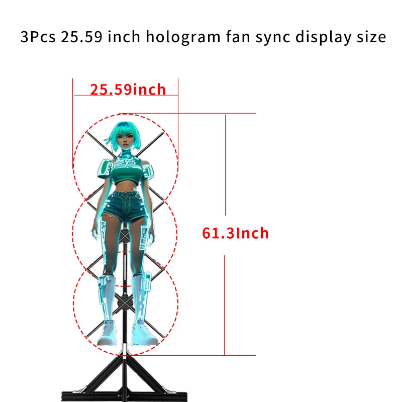 3pcs hologram projector video wall synchronization advertising hologram projector 3d led fan display for event new year