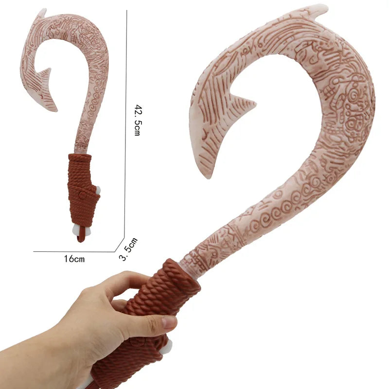 42cm Disney Moana 2 Ocean Adventure Fish Hook Knife Figure Toys with Light Cosplay Maui Weapon Children Birthday Gift Toys