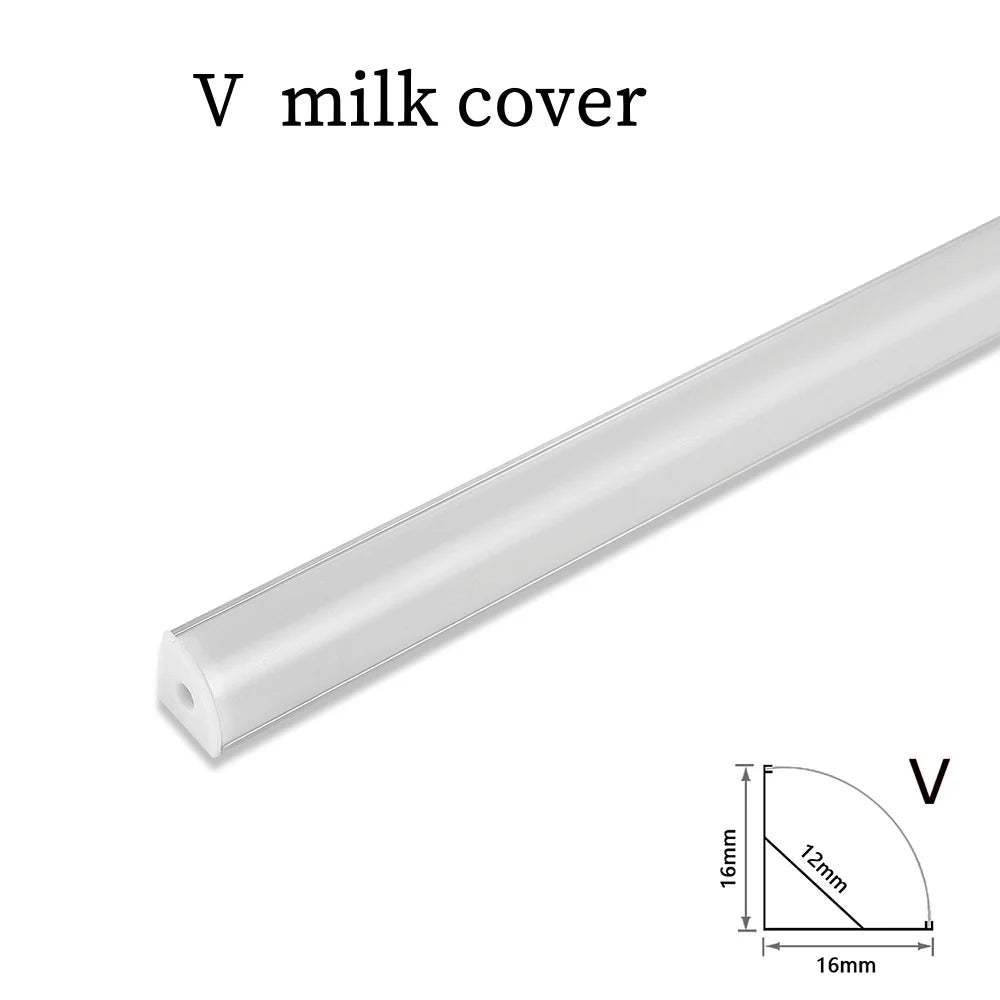 LED Strip Aluminum Profile 50CM Recessed Surface Mounted Aluminium Channel with Diffuser PC Cover for 8mm 10mm Linear Lighting