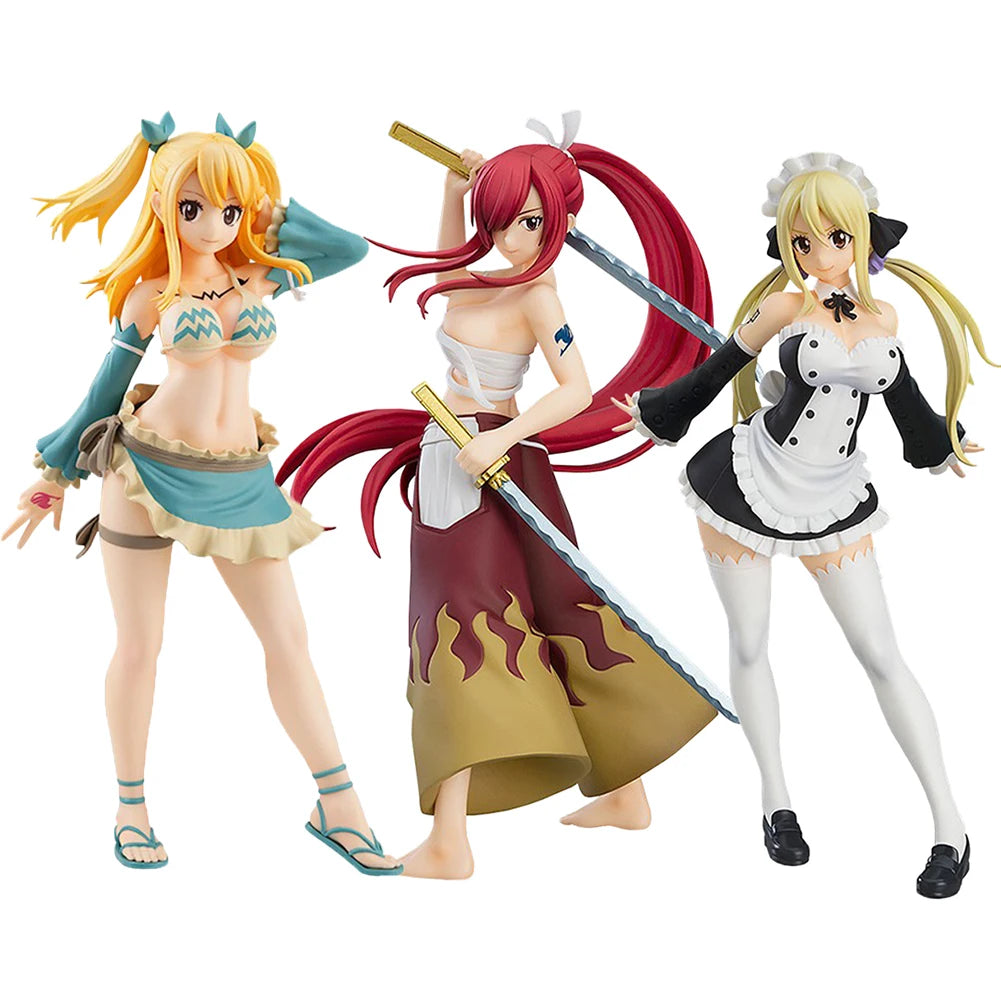 Anime Figure Lucy Heartfilia maid action figures Lucy Heartfilia Aquarius Form figurine Erza·Scarlet PVC Model statue gifts 18cm