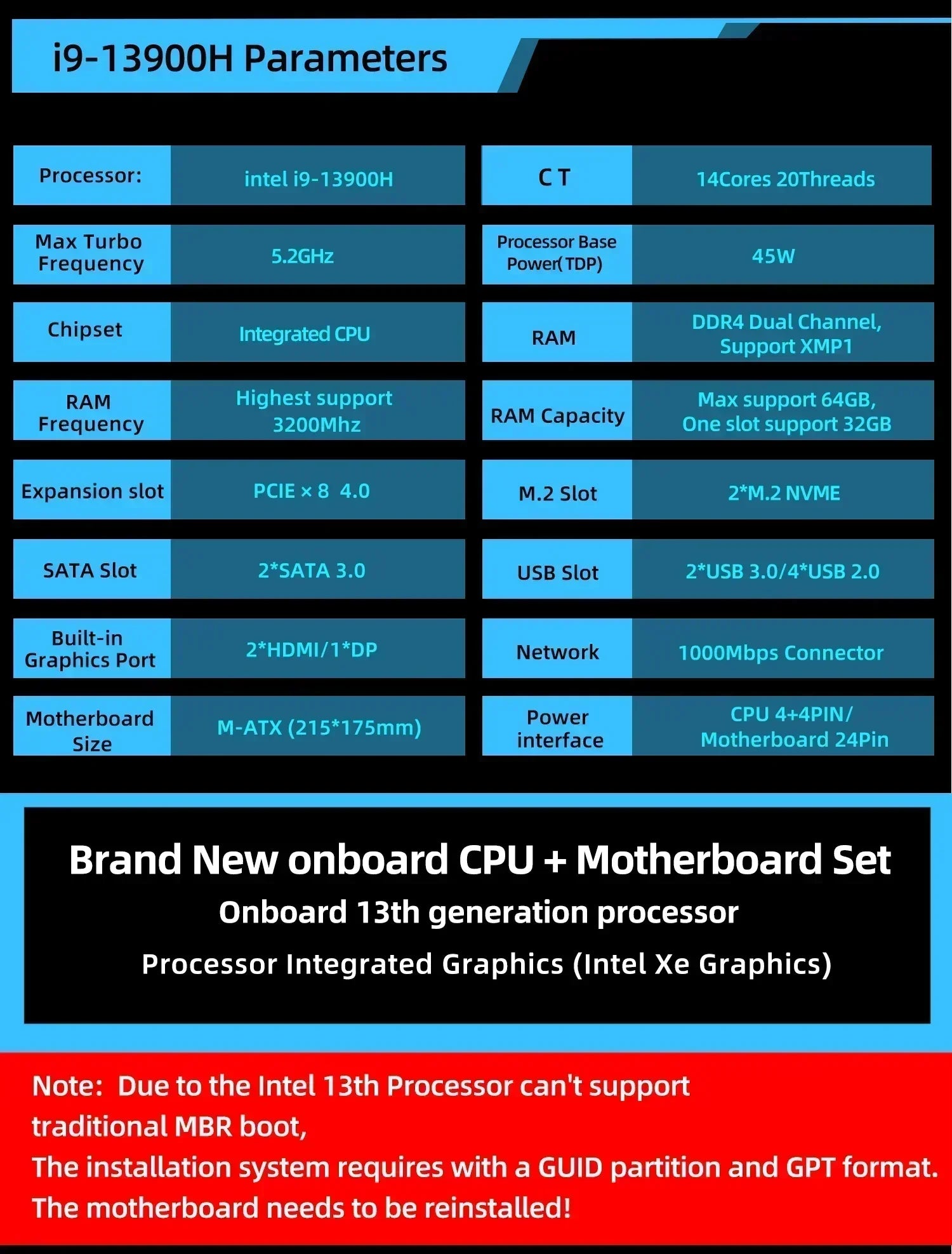 ERYING DIY-Motherboard mit Onboard-Core-CPU-Interpose-Kit i9 13900H i9-13900H DDR4 Gaming-PC Desktop-Computer Montageset