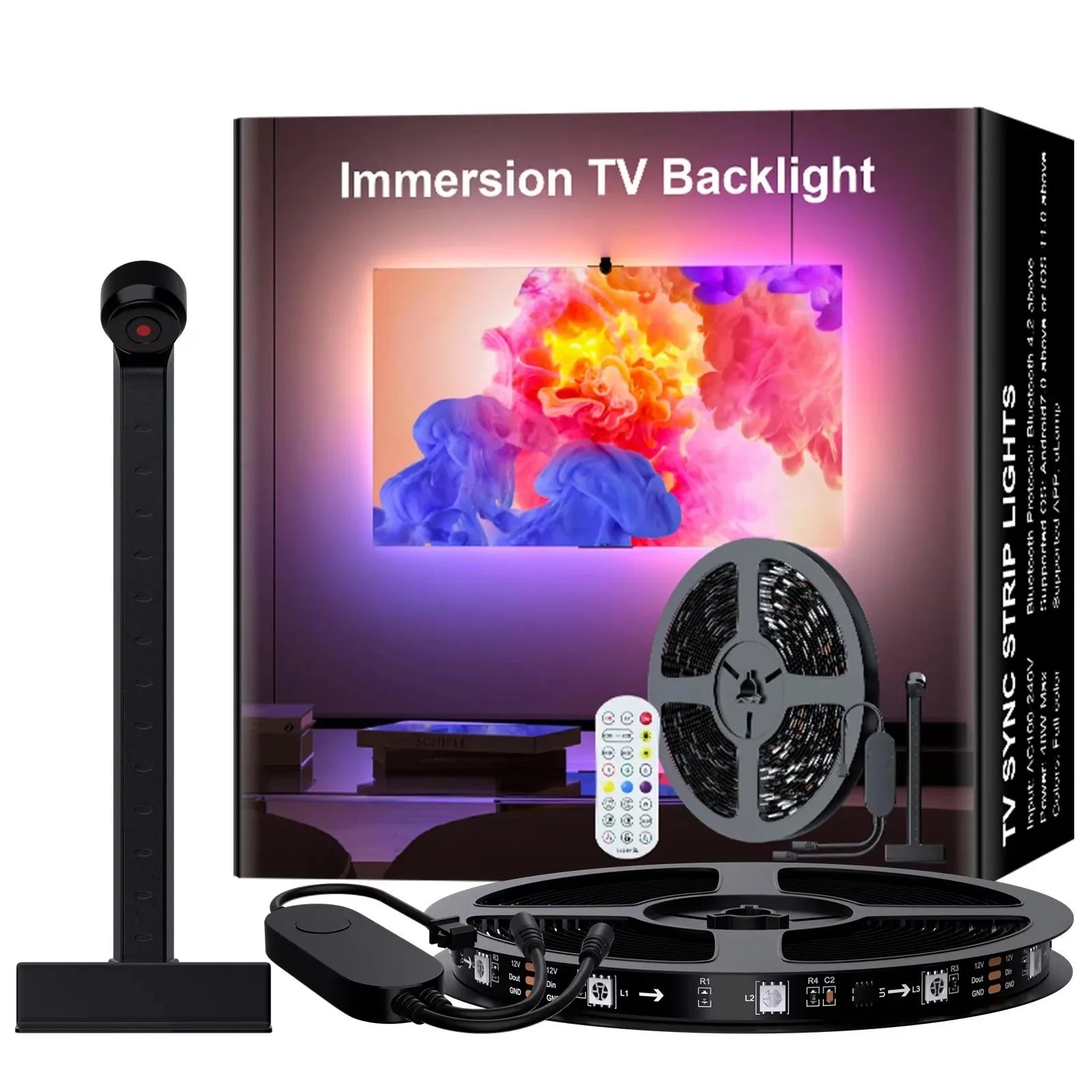 Ambilight For Tv Backlight Sync To Screen 3.8M 5M 5V Usb Rgbic Smart Led With Camera Synchronized Tv Light App Control Gaming