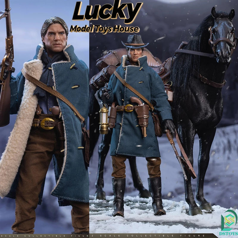 DSTOYS Original 1/12 Western Movie Handsome Cowboy Action Figure Mini Horse Model Ornament 6inch Man Windbreaker Soldier Gifts
