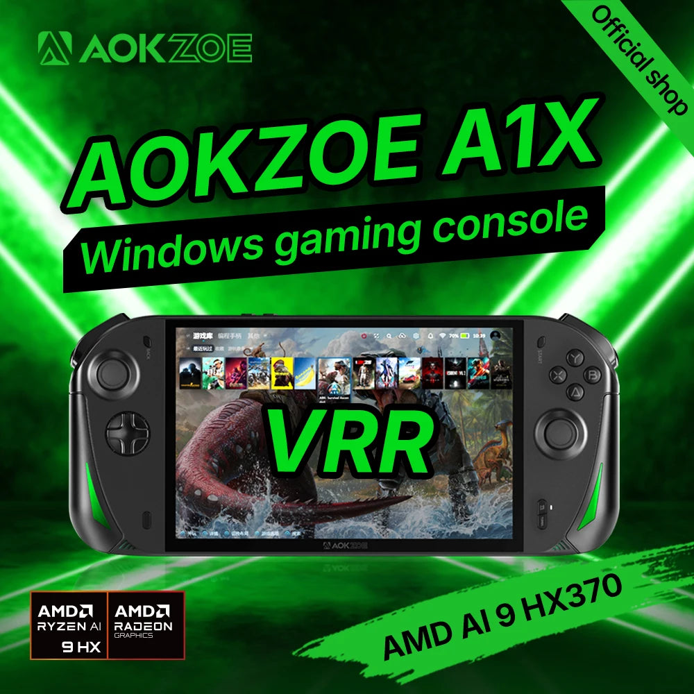 AOKZOE A1X 8" AMD Ryzen AI 9 HX 370 VRR Variable Refresh Rate Handheld Game Console Laptop Oculink Port Dual USB 4.0 Port
