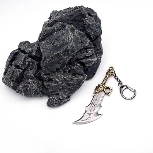 Mini Kratos Sword Key Chain Pendant For Men God of War 9cm Blades of Chaos Tiny Weapon Key Ring with Stand Accessories Keychain