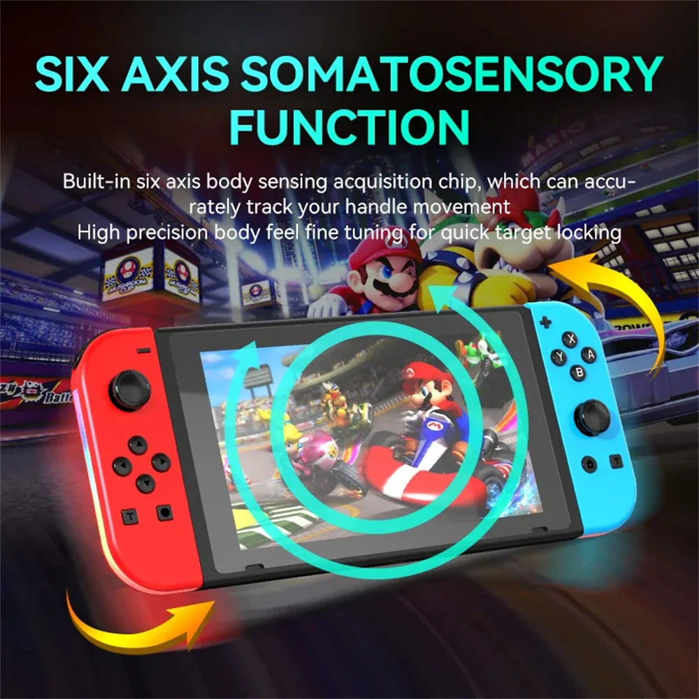 BT 5.2 Joy Controller RGB LED Switch L/R Joypad for Nintendo Switch/Lite/Oled JoyCon Gamepads Joystick with Dual Vibration