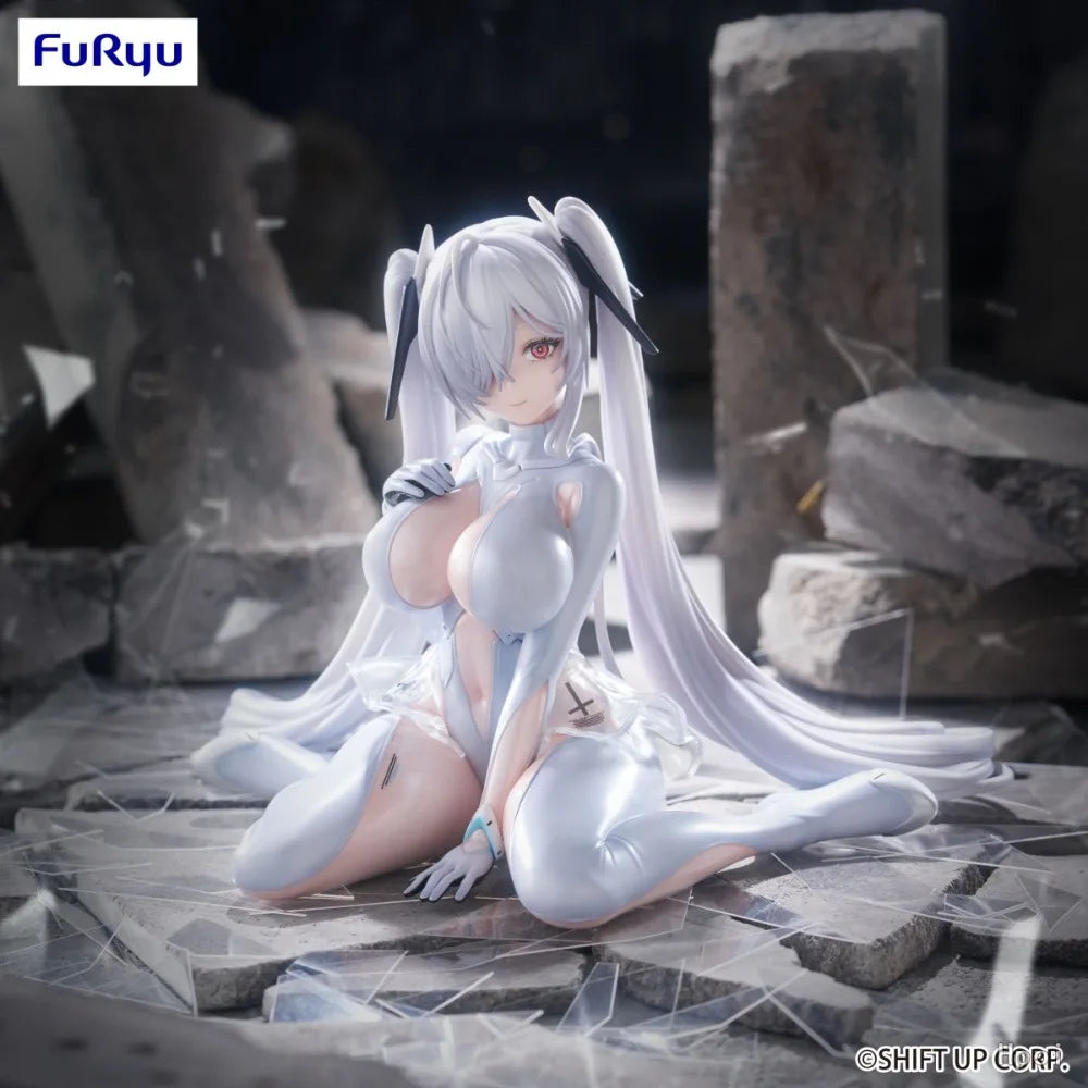Licensed Anime Girl Noodle Stopper Collectible Statue White Twin Tail Red Long Hair PVC Mini Model Hobby Gift for Collectors
