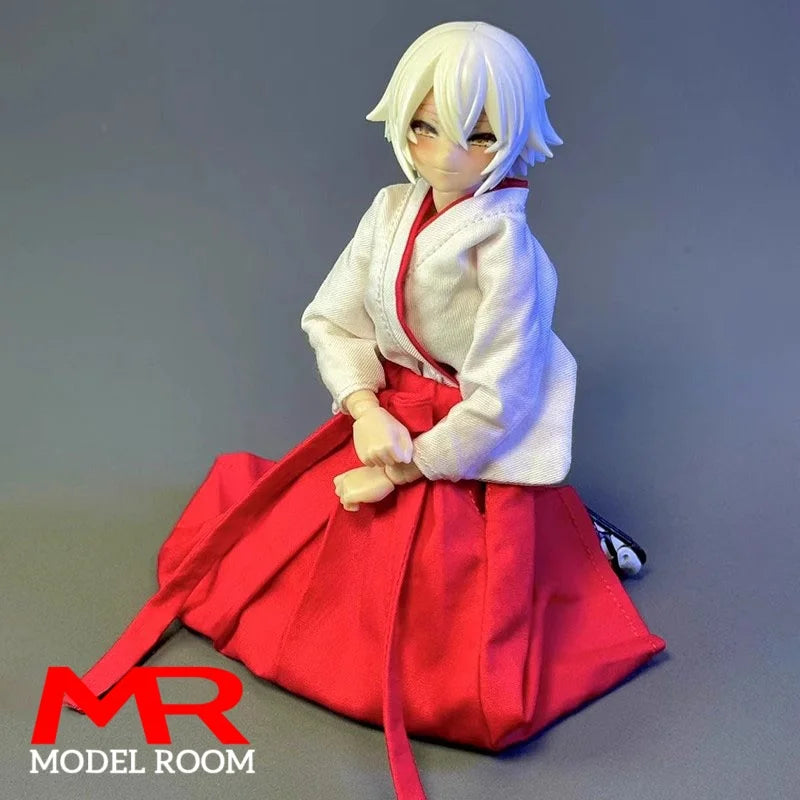 1/12 Scale Japan Miko Costume Kimono Clothes Model Fit 6'' Romankey Snail Shell Soldier Action Figure Body Dolls