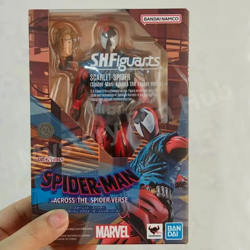 Original Bandai Spider-Man Action Figure Across The Spider-Verse Shf Scarlet Spider Ben Reilly Anime Model Collectible Toys Gift