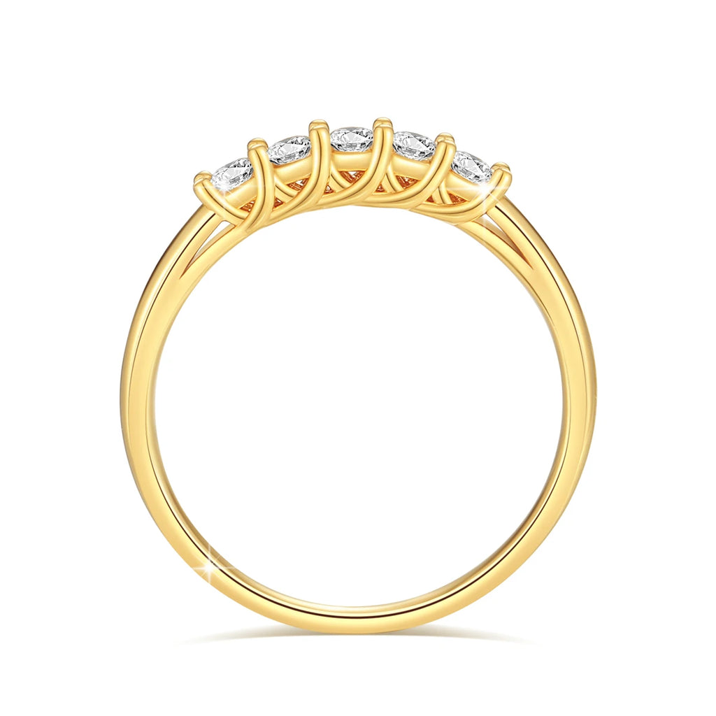 100 % echter 14 Karat Goldring, Ehering, Moissanit, Diamant, Versprechen, K Gold, Geschenke für Frauen, hochwertiger Luxus-Verlobungsschmuck