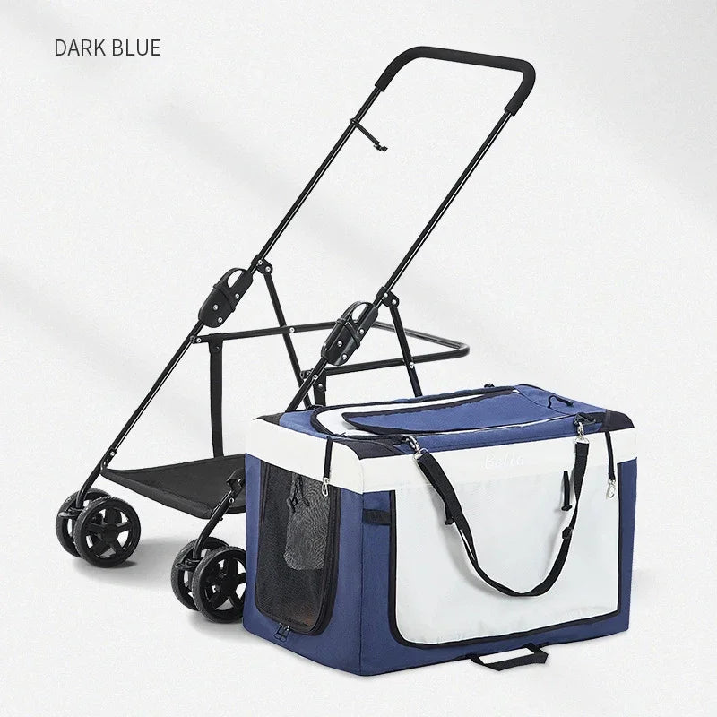 4-wheels Cat Stroller Pet Carrier Strolling Foldable Dog Stroller With Removable Liner
