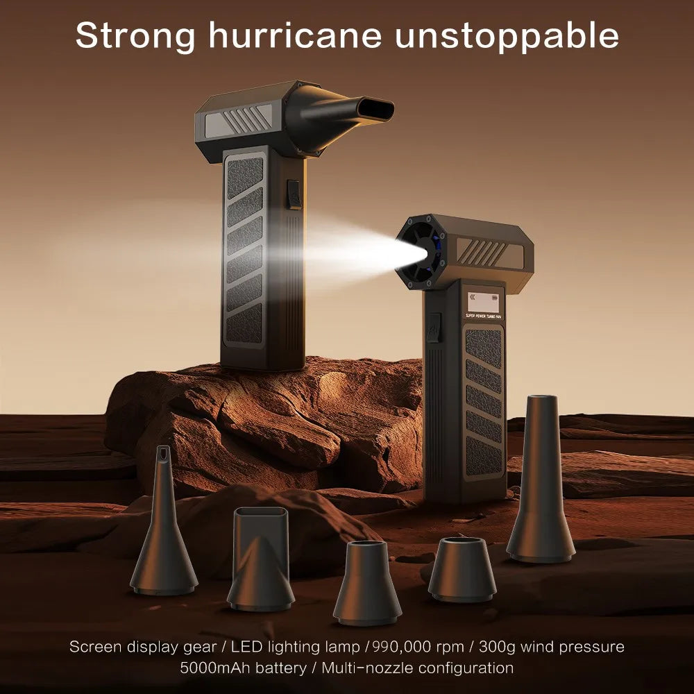 990.000 U/min Hurricane-Staubgebläse Kabelloser Druckluft-Staubwedel Hochgeschwindigkeits-Violent-Ventilator 4-Gang-Turbo-Jet-Gebläse