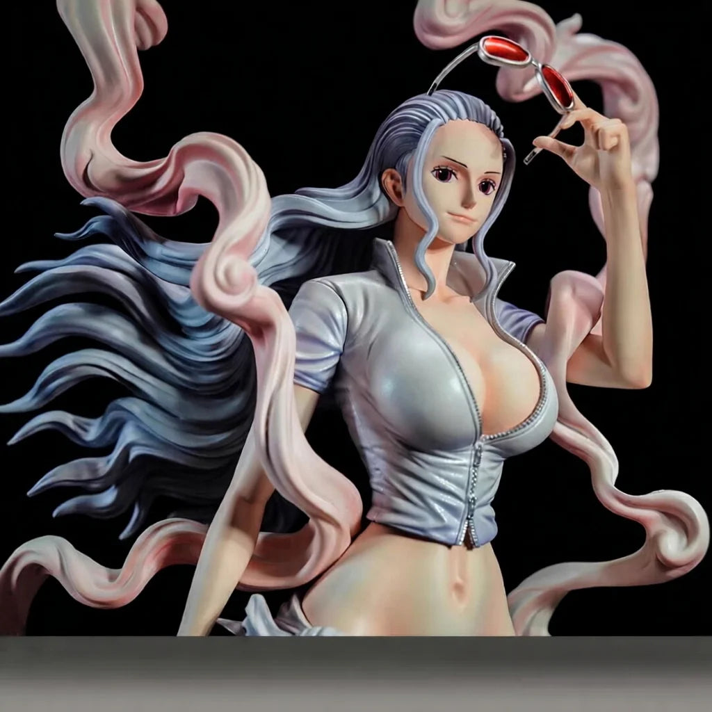 One Piece Anime Figures Nico Robin Wano Arc Figure 32CM PVC Statue White Dress With Pink Smoke Effect Collectible Grade
