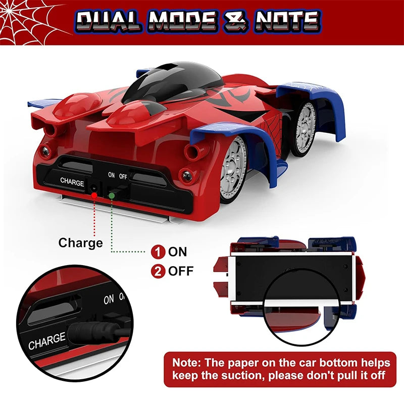 Wall Climbing Remote Control Car, 360° Rotating RC Stunt Car with Headlight, Rechargeable RC Car Toys for Kids
