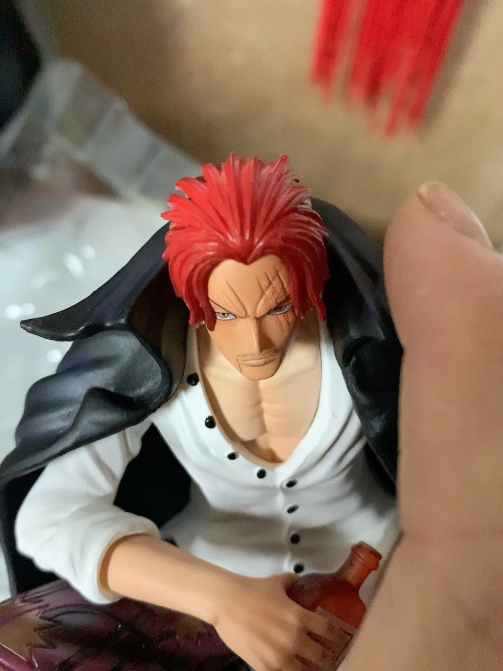 One Piece King Gk Anime Statue Modell Rote Haare Four Kings Shanks Bt Sitzhaltung Sammlerstück 17cm Ornament Actionfigur