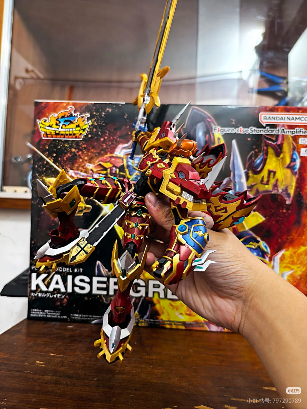 Bandai In Stock Original Figure-Rise Standard Amplified Digimon Frontier Kaiser Greymon Assembly Action Figure Anime Model Toys