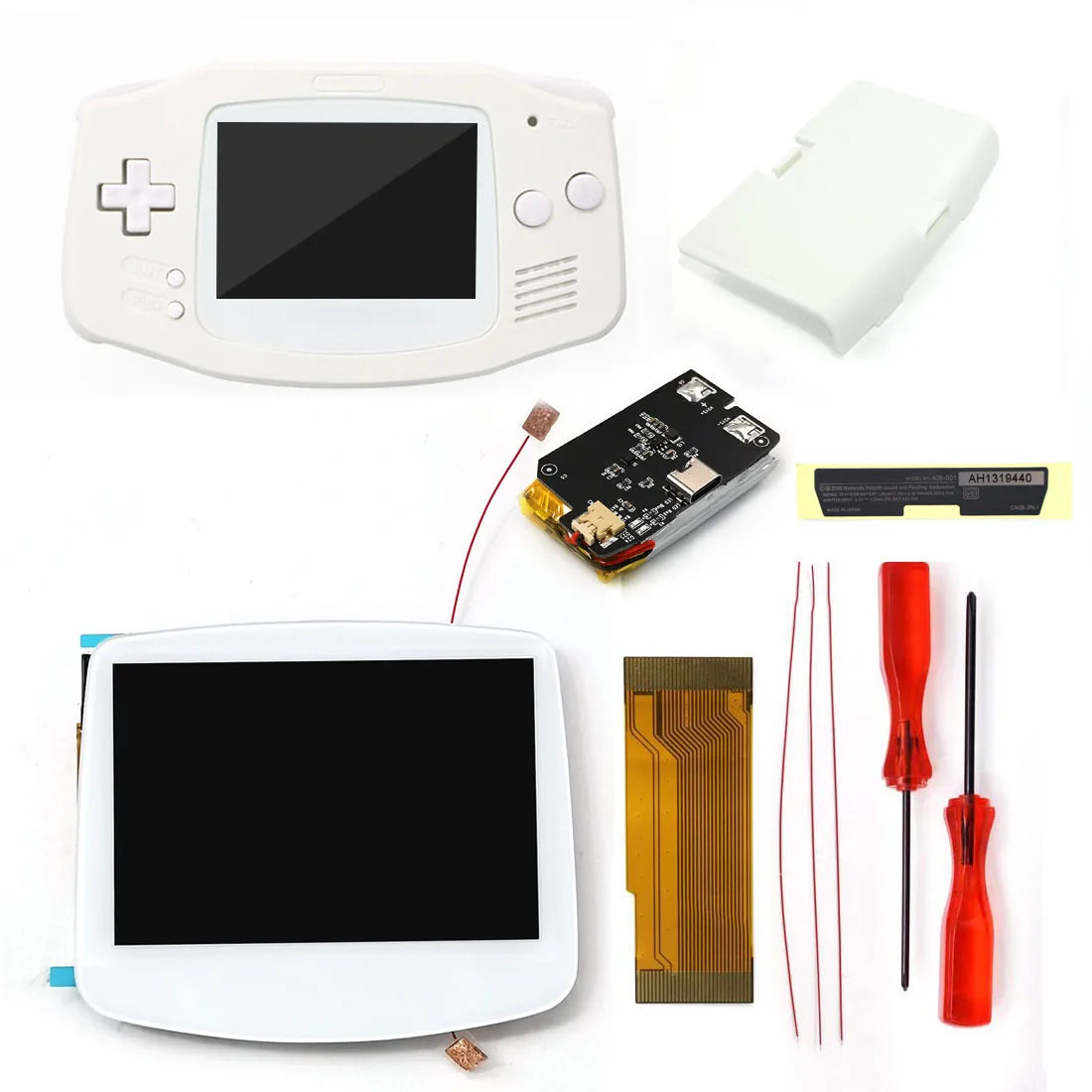 Hispeedido TYPE-C 1800 mah Battery Drop in 3.0" V5 Laminated LCD display For GBA IPS highlight screen  w/ UV housing Shell