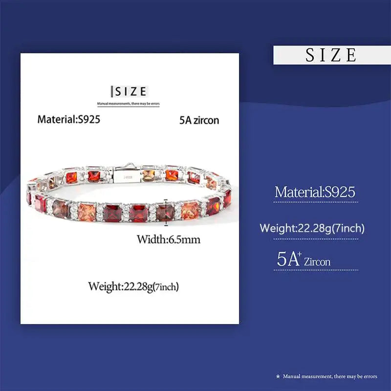 925 Sterling Silber Bling Farbverlauf Braun Baguette Zirkon Tennis Armband Hochzeit Party Unisex Hip Hop Schmuck Für Geschenk Frauen Männer