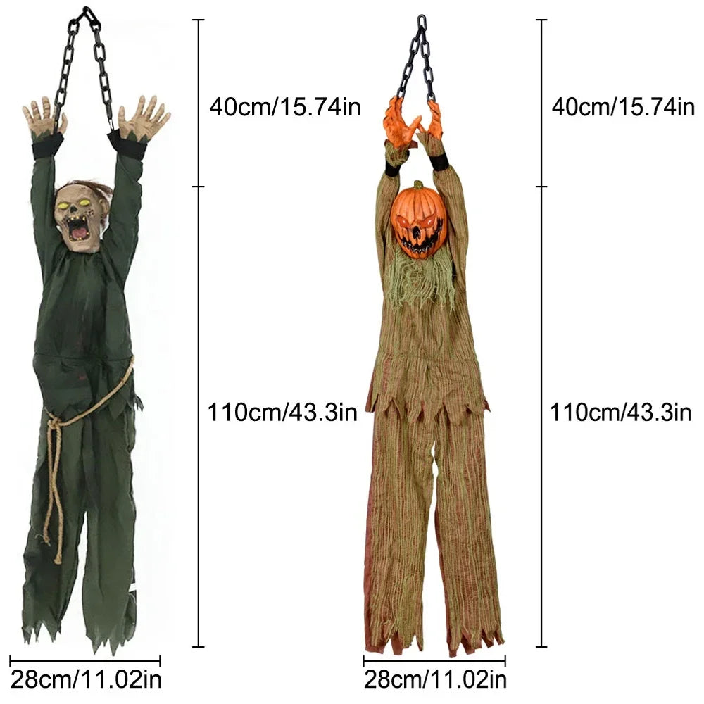 1PC Halloween Hanging Pumpkin Head Decoration with Scary Sounds - Fabric,  for Hanging Decor, Celebrates Halloween, Christmas