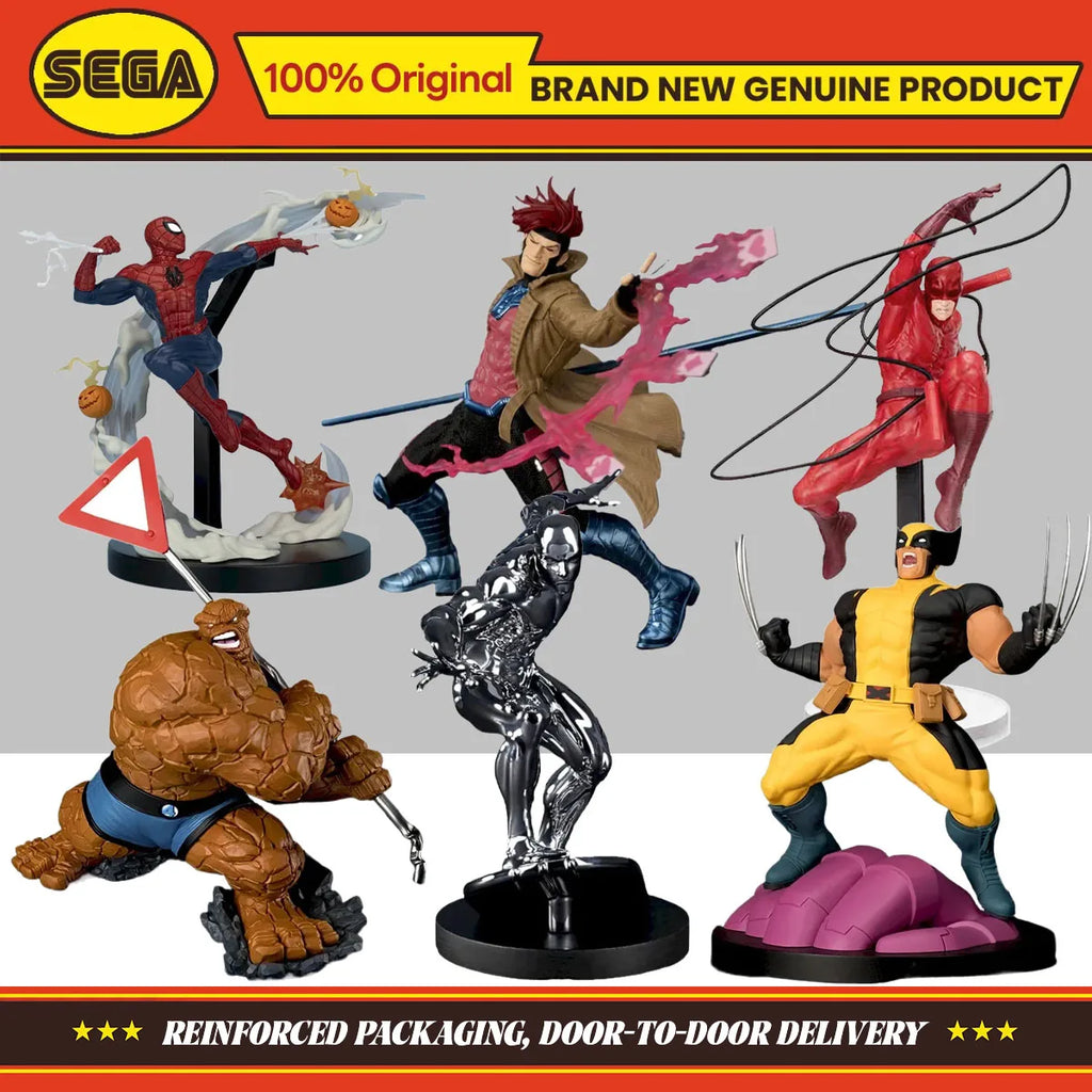 In Stock Original Toys SEGA Marvel Spider-Man&Wolverine&Daredevil&Gambit&The Thing&Silver Surfer Figure Collection Model Gift