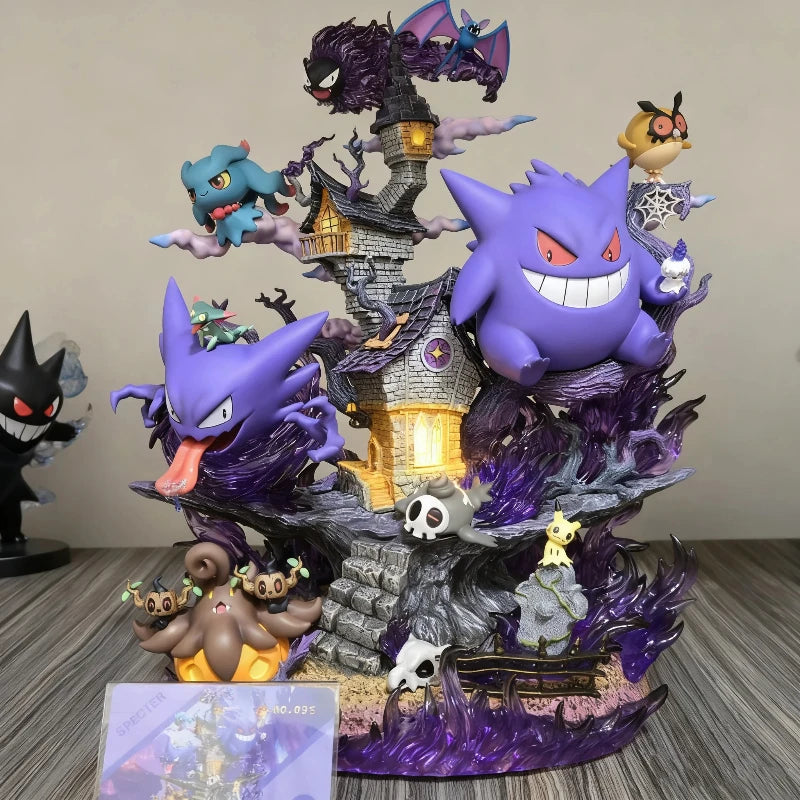 PokéMon 31cm EGG Ghost Type Family Set Figure Gengar Evolution GK Model PVC Anime Statue Toy With Base Desktop Ornament Boy Gift
